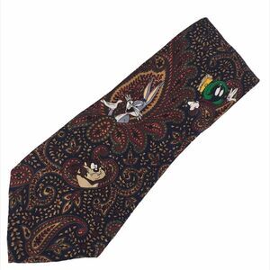 Looney Tunes Paisley Tie Brown Red Blue